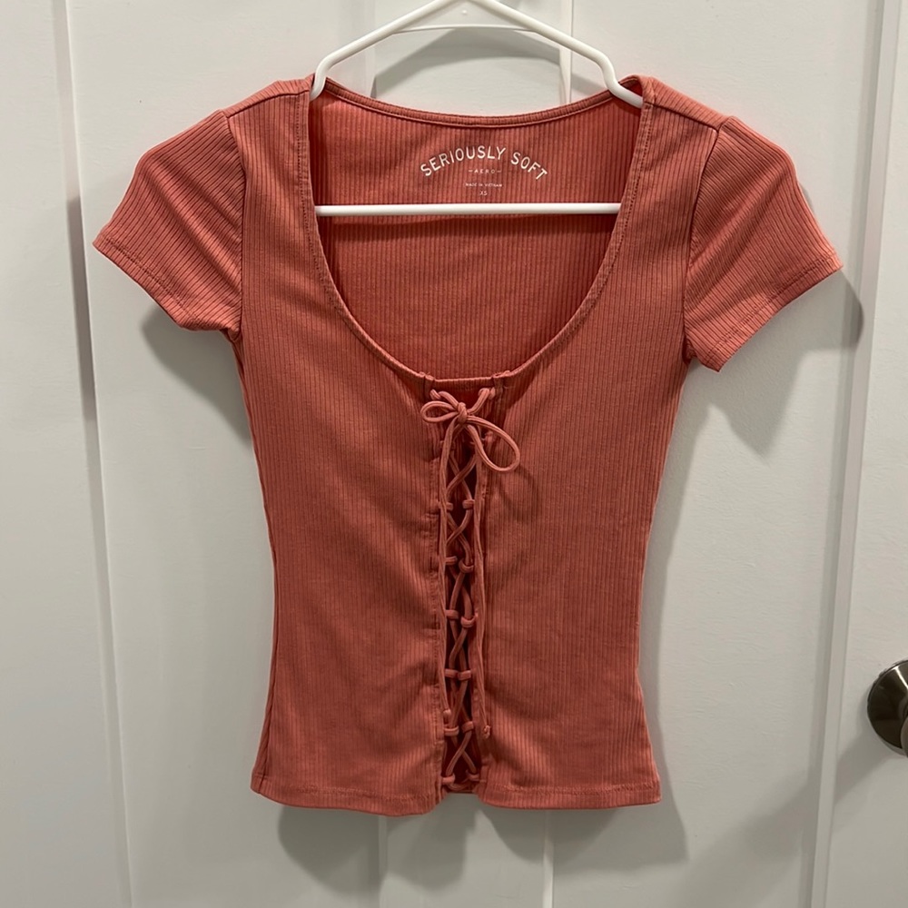 Aeropostale Seriously Soft Tie Detail Top
